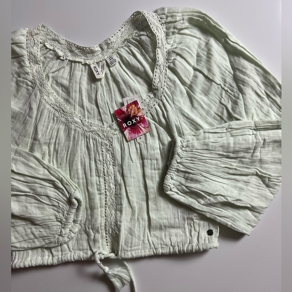 NWT Roxy What A Vibe Cotton Long Sleeve Top, Light Green, Size S - Picture 3 of 4